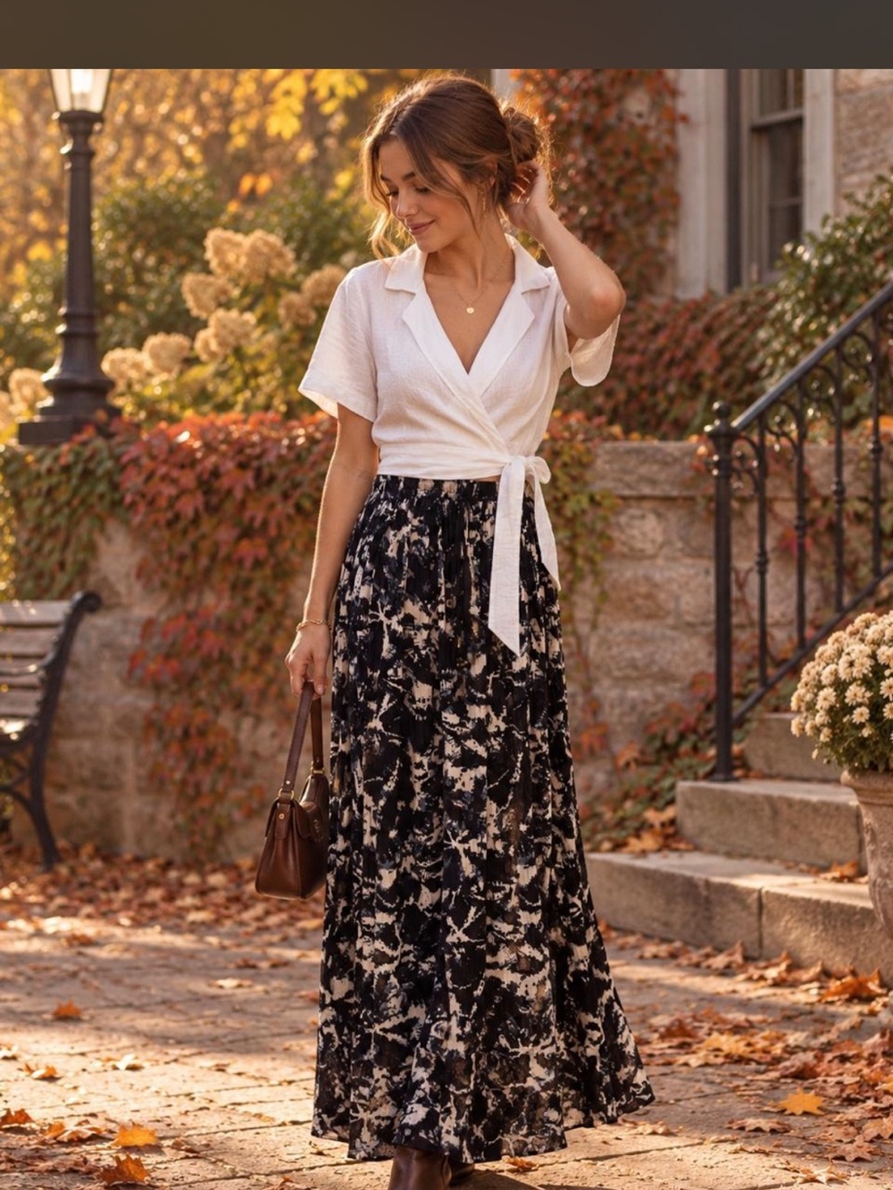 Cloth & Stone Wrap Top + Band of Gypsies Maxi Skirt XS Boho Y2K Set